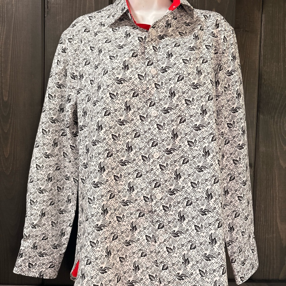 Black and White Patterned Long Sleeve Shirt